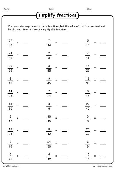 Simplifying Fractions Worksheet Answer Key