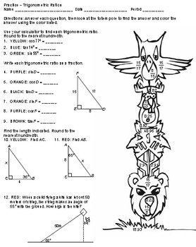 Trigonometric Ratios Worksheet Answers