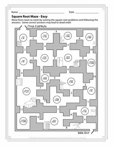 Estimating Square Roots Worksheet Maze