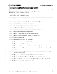 Sentence Fragment Worksheets 3rd Grade