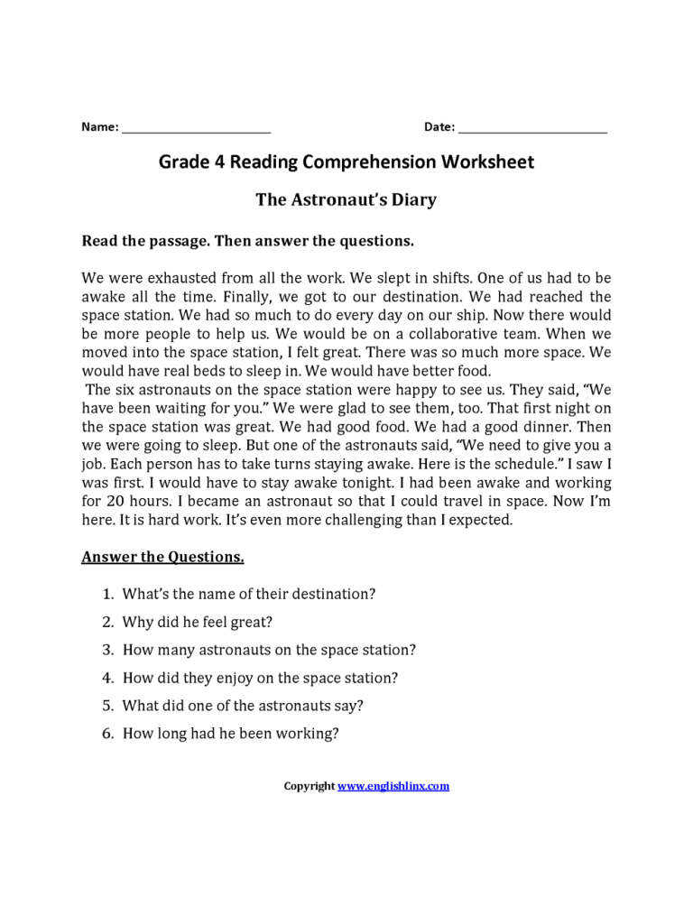 Comprehension For Class 3 Icse