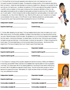 Experimental Design Worksheet Psychology