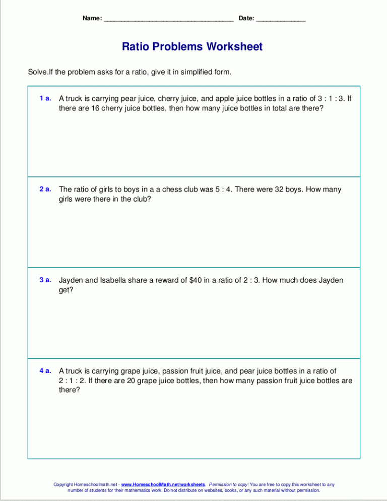 Hard Simplifying Ratios Worksheet