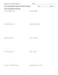 Kuta Software Solving Quadratic Equations By Factoring Worksheet