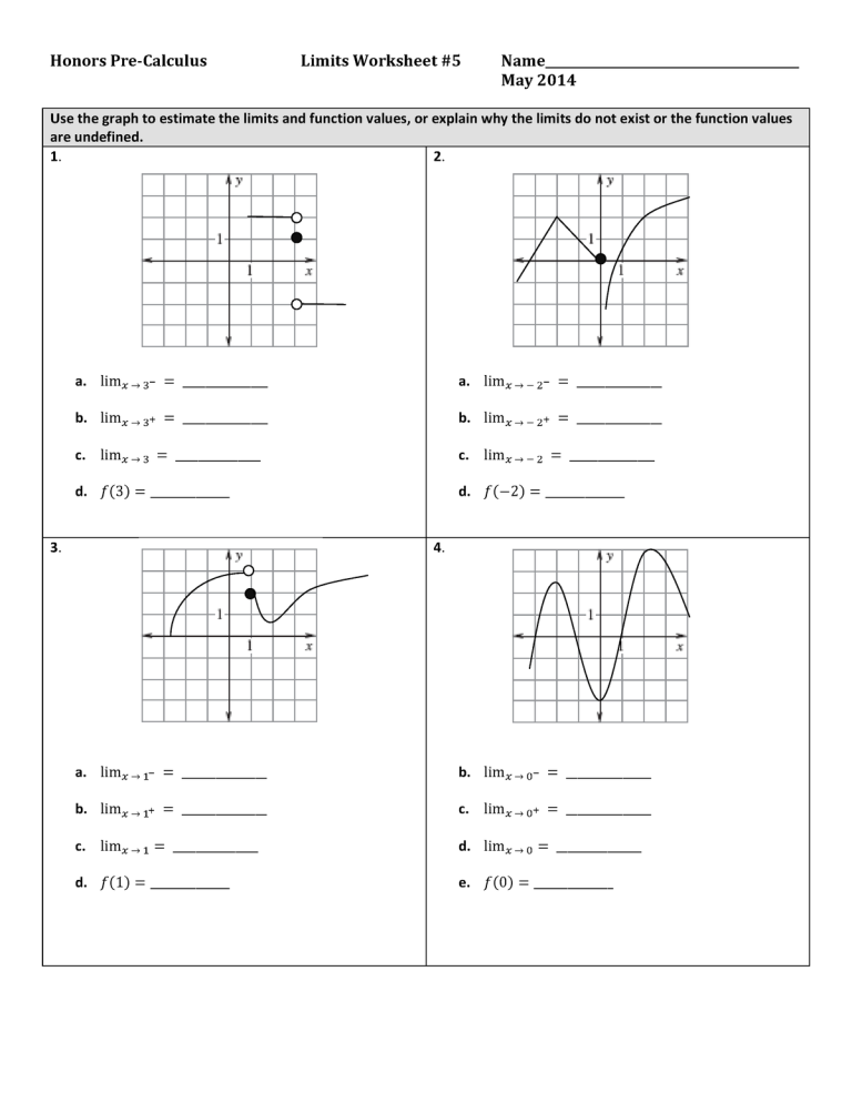 Limits Worksheet #5 Answers