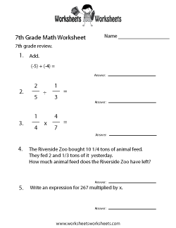 Seventh Grade 7th Grade Math Worksheets Common Core