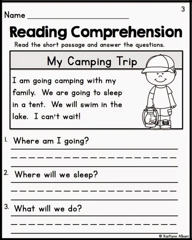 Reading Comprehension Worksheets Pdf For Kindergarten