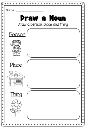 Preschool Nouns Worksheet For Kindergarten