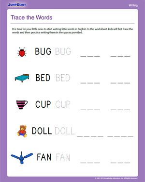 Kindergarten Worksheets Writing Words