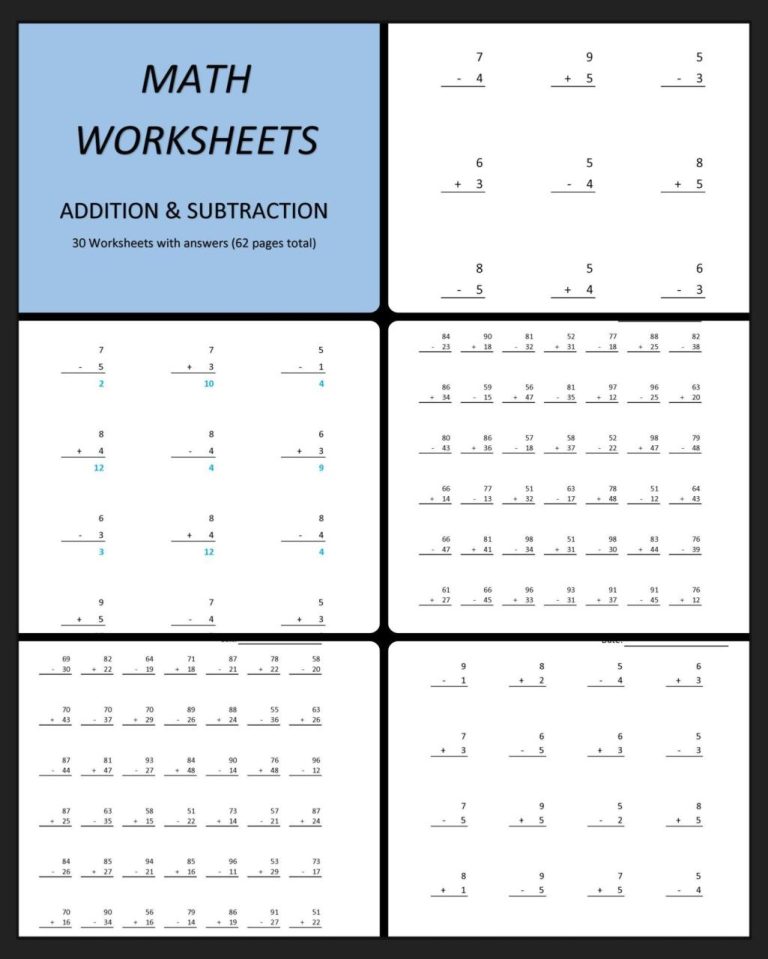 Math Worksheets Grade 4 Addition And Subtraction