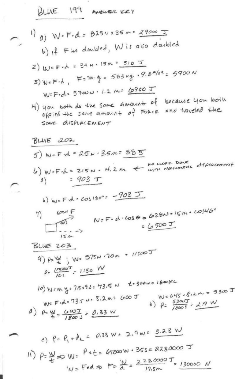 Physics Worksheet Answers