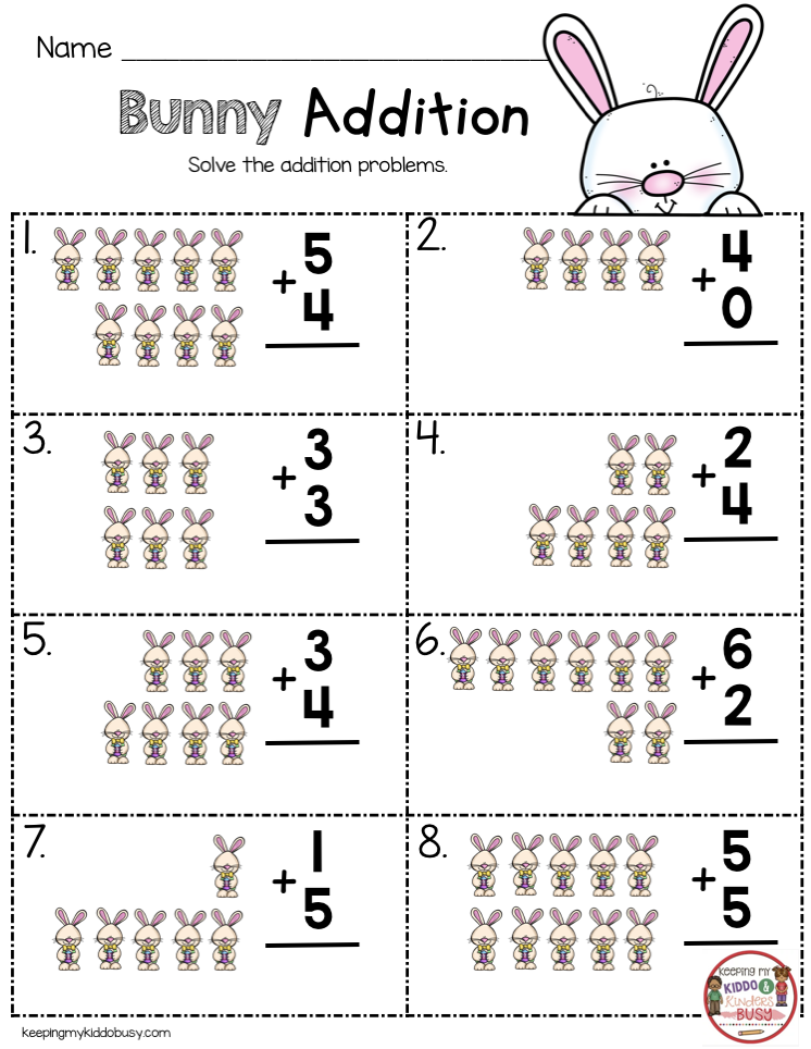 Addition Worksheets For Kindergarten Printable