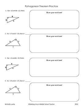 Pythagorean Theorem Practice Worksheet Answer Key