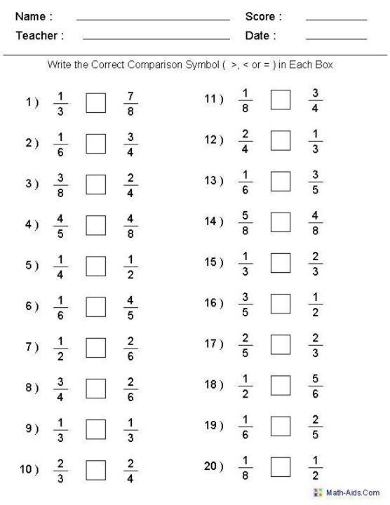 Equivalent Fractions Worksheets Grade 4