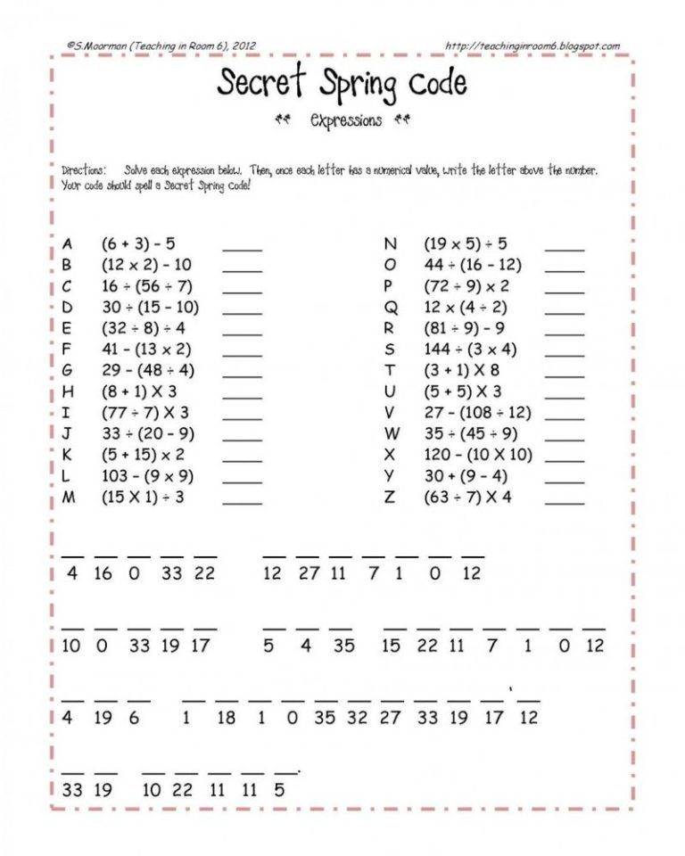 5th Grade Algebra Worksheets Pdf