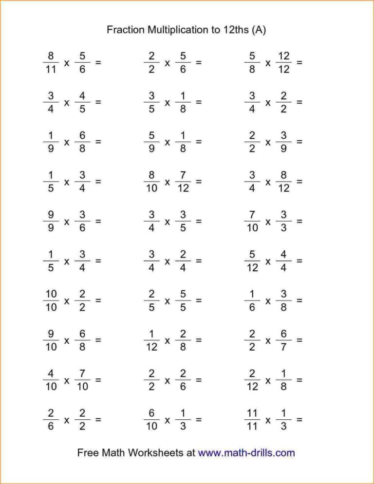 Multiplying Fractions Worksheets With Answers