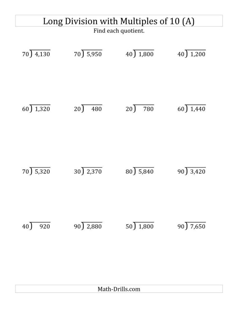 Double Digit Division Worksheets Pdf