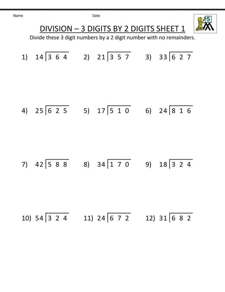 Sixth Grade 6th Grade Math Worksheets Division