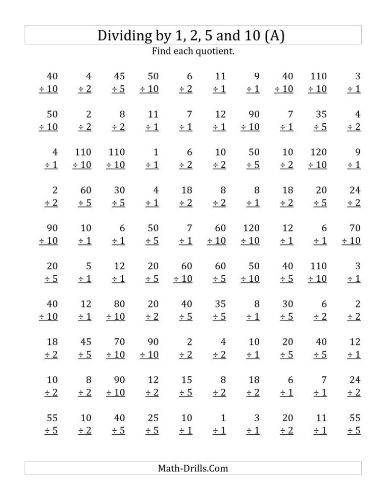 Math Drills Division By 3