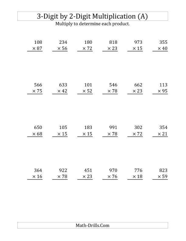 Multiplication Worksheets 2 Digit By 2 Digit