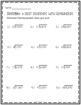 Long Division Worksheets Grade 6 Pdf