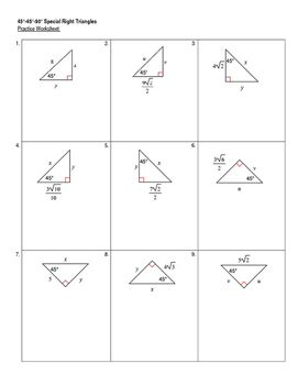 Special Right Triangles 45-45-90 Worksheet Answers