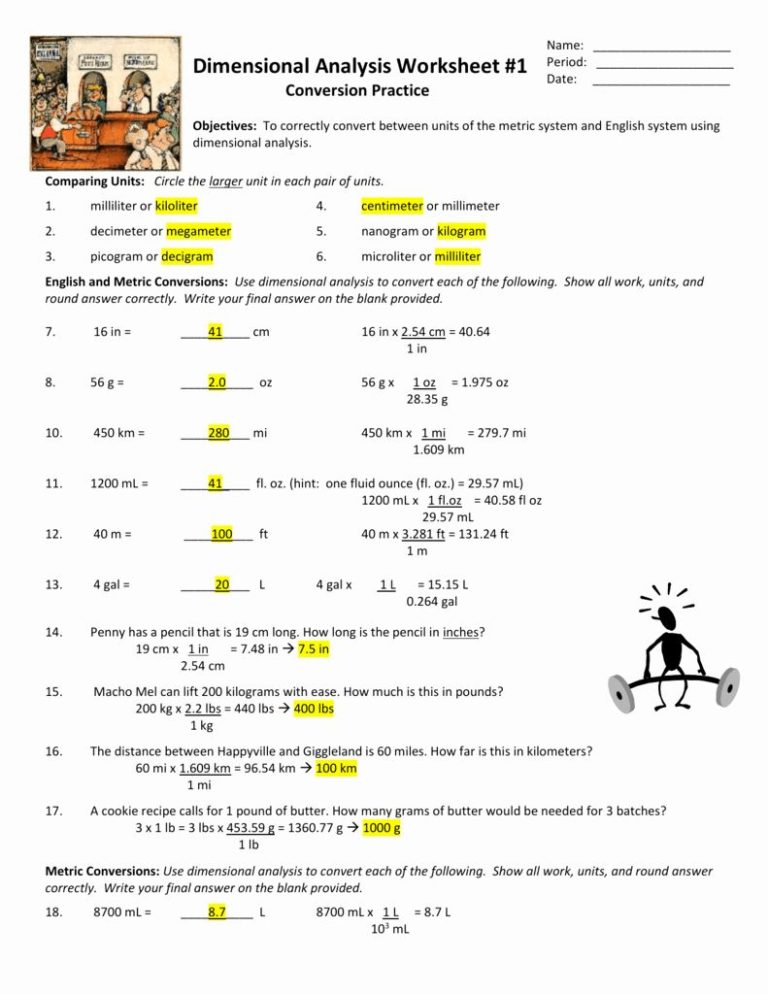 Key Dimensional Analysis Worksheet 2