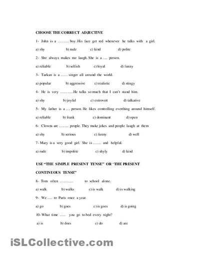 7th Grade Adjectives Worksheets For Grade 7