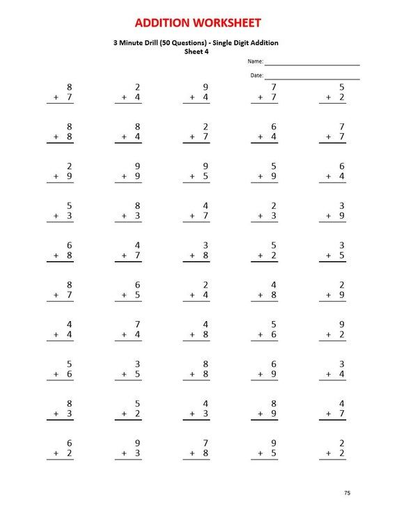 Addition Worksheets For Grade 1 Printable