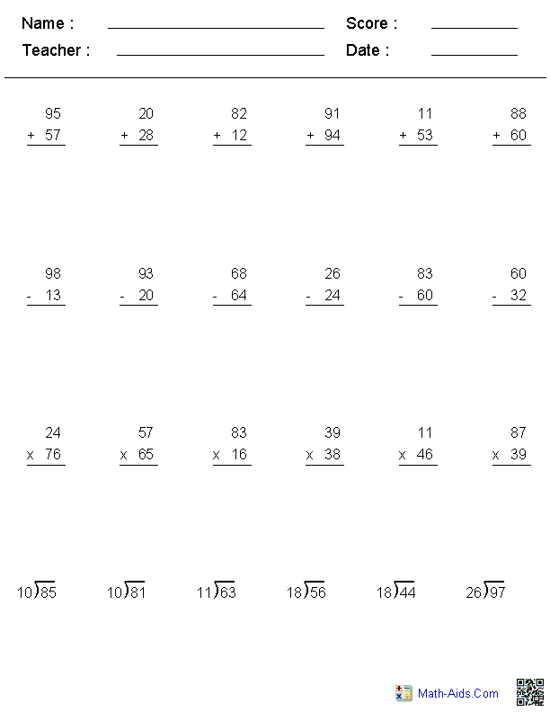 7th Grade 6th Grade Math Worksheets Multiplication