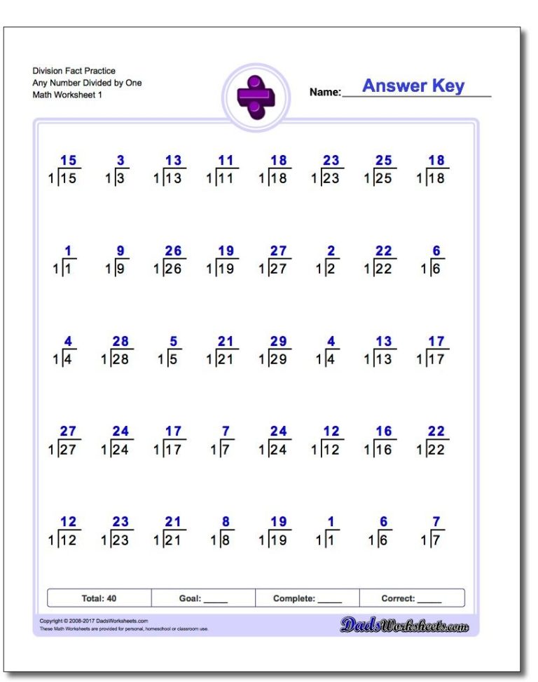 Printable Division Worksheets Grade 6