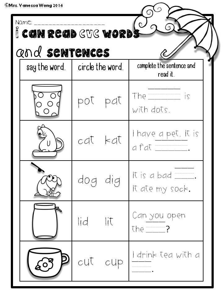 Free Printable Kindergarten Worksheets Reading