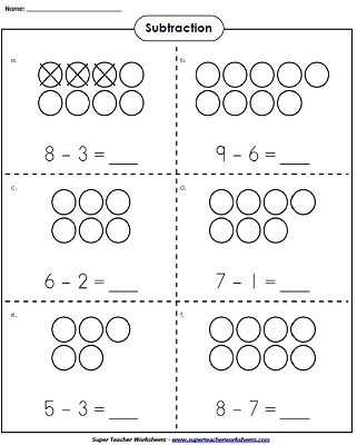 Subtraction Worksheets For Kindergarten Within 20