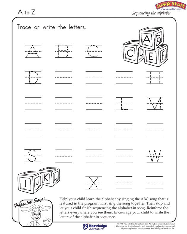 Kindergarten Worksheets English Alphabet