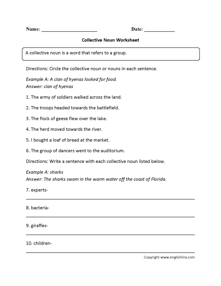 Collective Nouns Worksheet For Grade 2