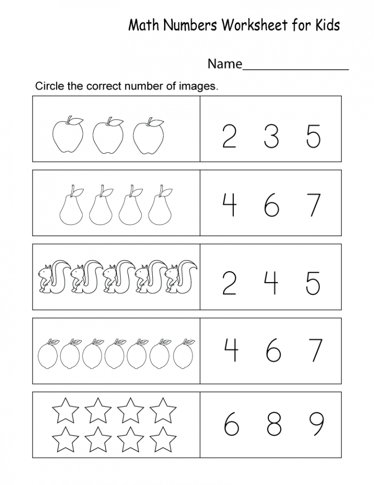 Number Preschool Worksheets Math