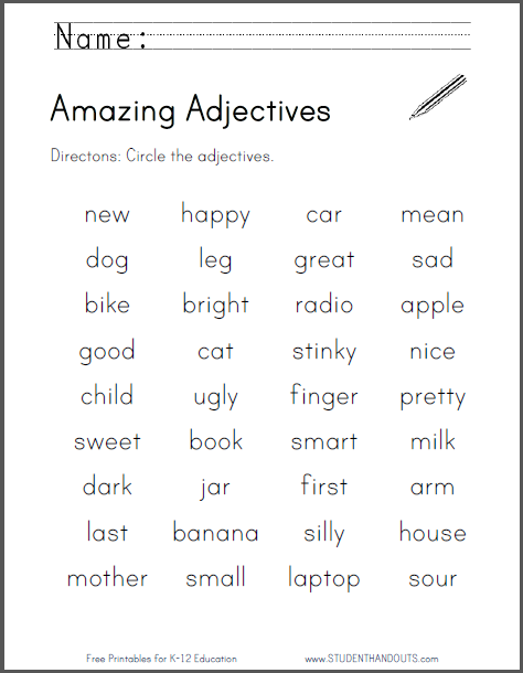 Adjectives Worksheets For Grade 3 Pdf