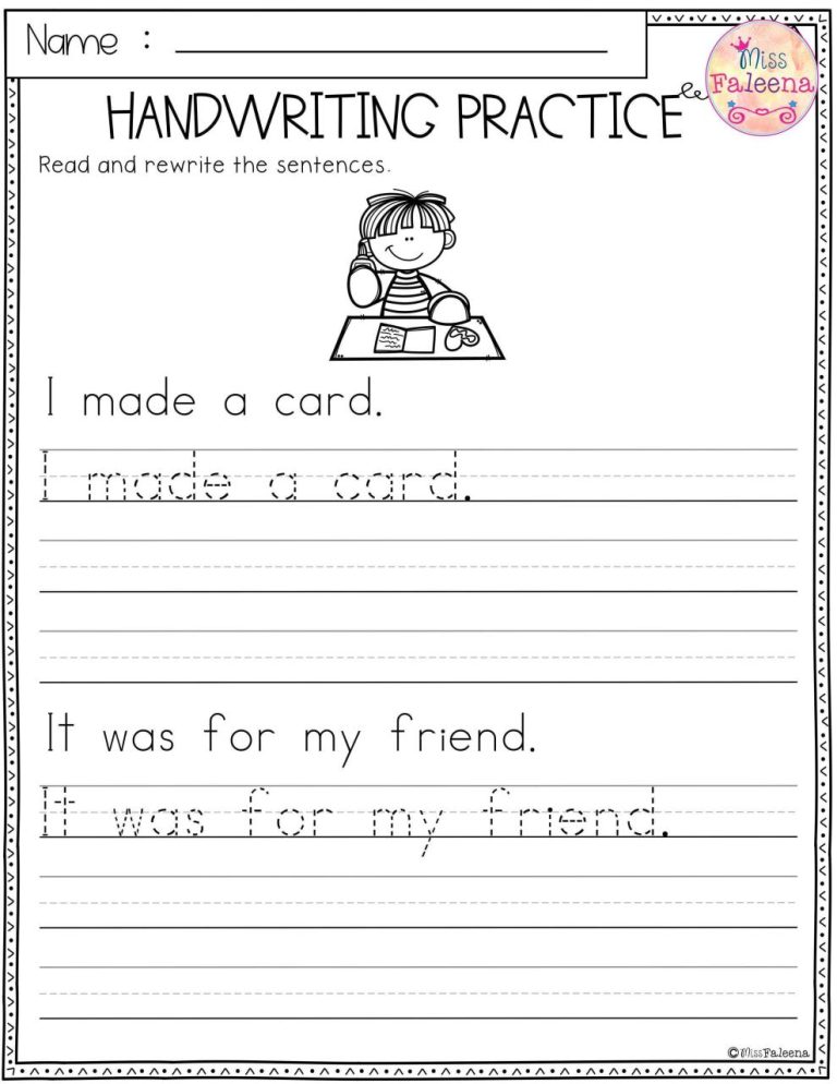 Handwriting Writing Worksheets For 2nd Grade