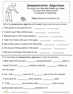 3rd Grade Demonstrative Pronouns Worksheet