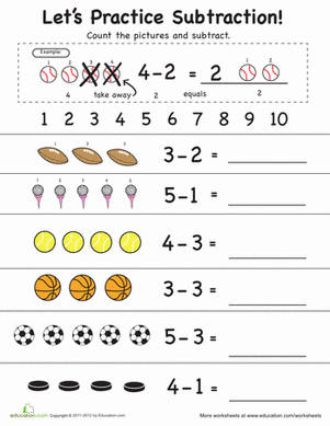 Subtraction Worksheets For Kindergarten With Crossing Out