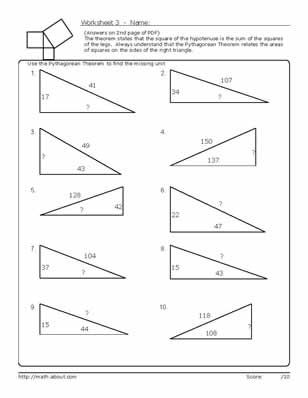 Pythagorean Theorem Worksheet Answer Key Pdf