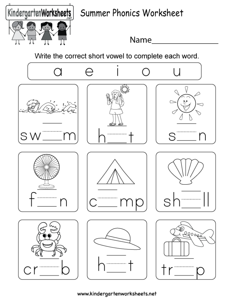 Phonics Worksheets For Kindergarten Free