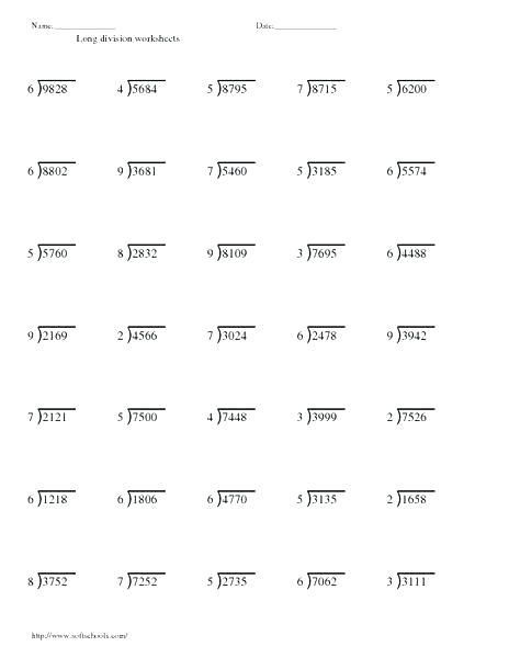 4th Grade 7th Grade Long Division Problems