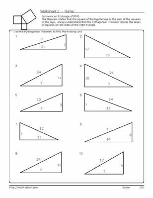 Pythagorean Theorem Worksheet Pdf With Answers