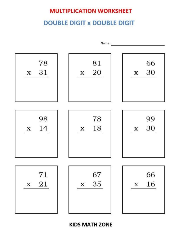 Multiplication Worksheets Pdf Grade 3