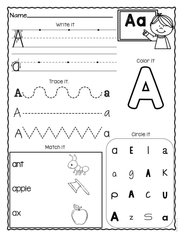 Pre K Worksheets Printable Letter A