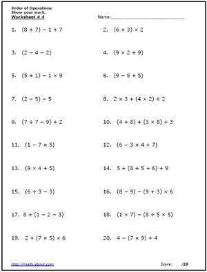 Basic Algebra Worksheets With Answers