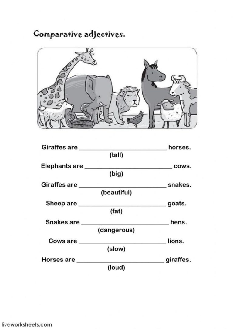 Comparative Adjectives Worksheets For Kindergarten