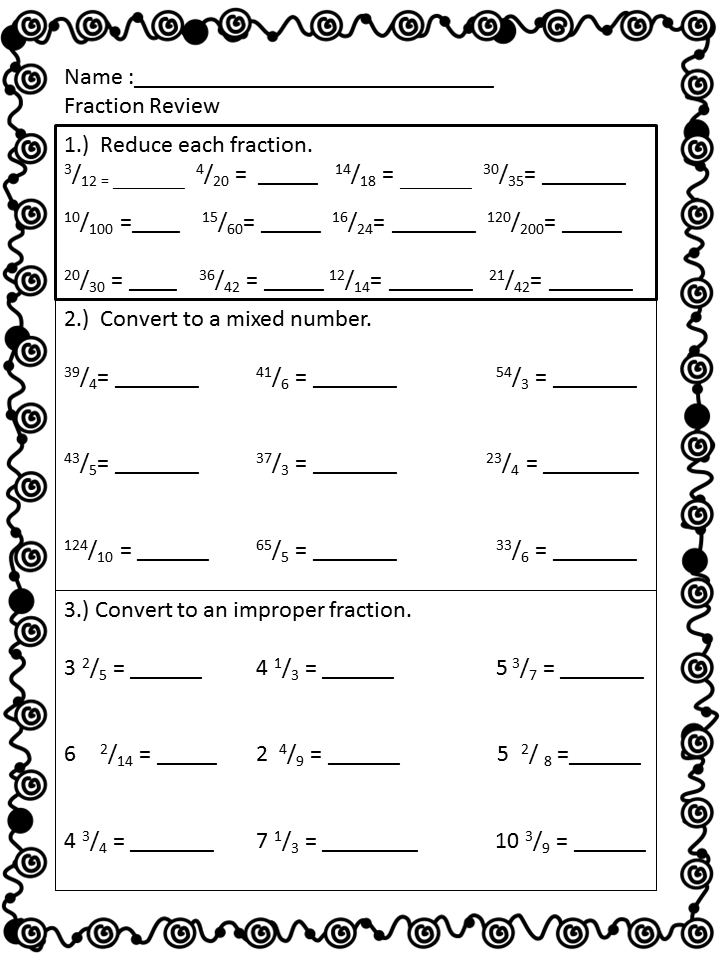 Printable Fractions Worksheets Grade 5 Pdf