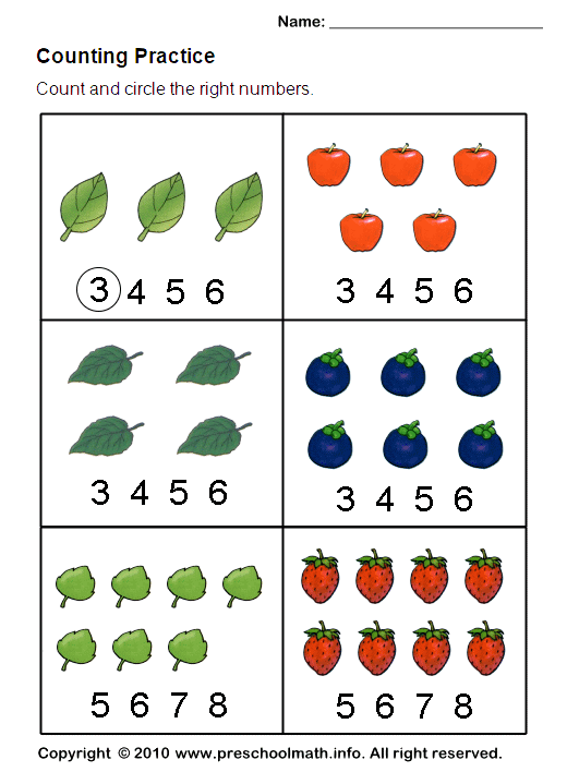 Kindergarten Worksheets Math Counting